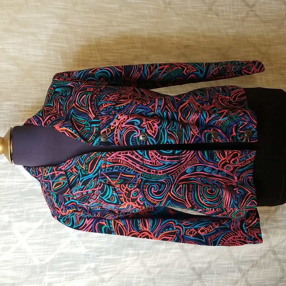 Chico's Artsy Jacket Size 1 US Medium Art to Wear Button Up